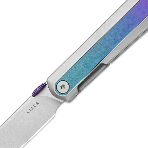 Kizer Quoll Folding Knife Titanium/Blue Crystallized Titanium