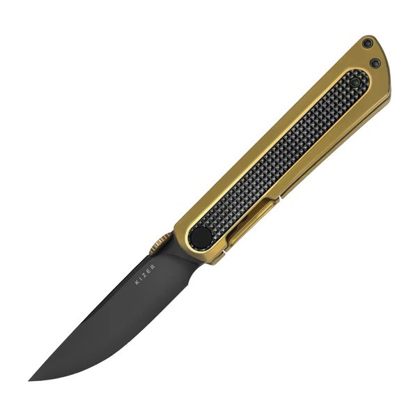 Kizer Quoll Folding Knife Gold/Black Titanium/Zirconium Handle