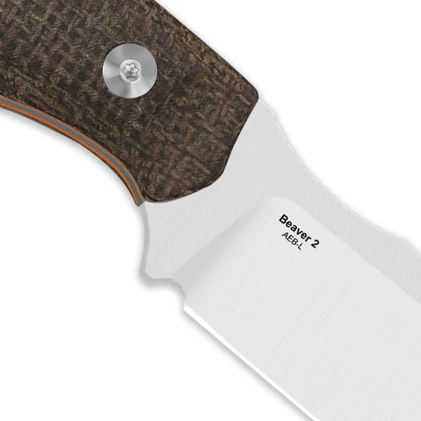 Kizer Beaver 2 Fixed Blade Knife Brown/Orange Micarta Handle AEB-L