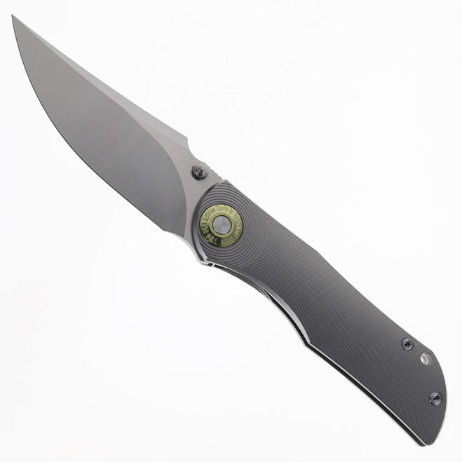 TwoSun Folding Knife Gray Titanium Handle M390 Plain Edge Stonewash Finish TS269-M390-SW