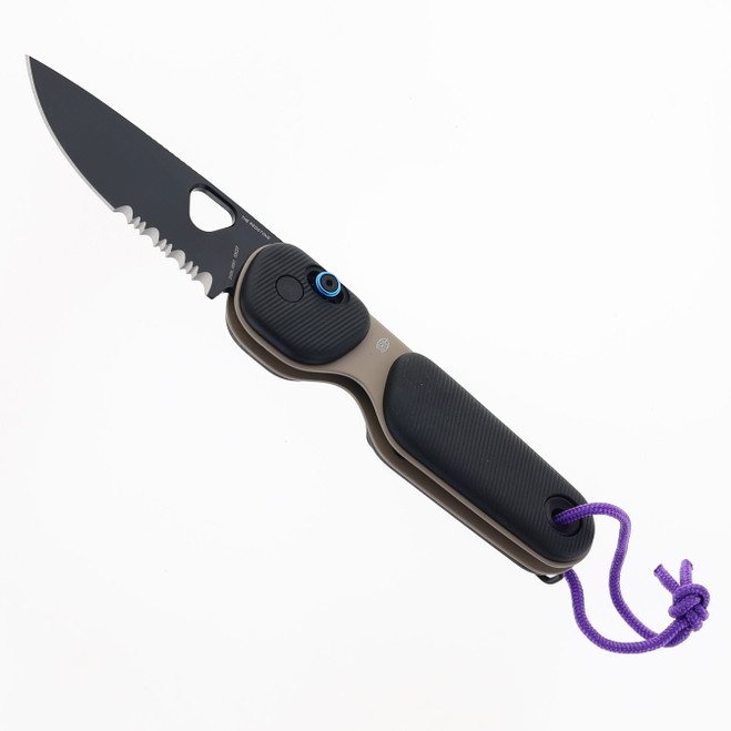 James Brand Knives Folding Knife Coyote Tan/Black Polypropylene Handle Serrated Black-Oxide Blade KN118238-01