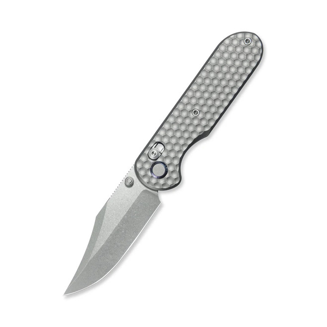 Geo Ethereal Cutter Folding Knife Gray Titanium Handle M390 Clip