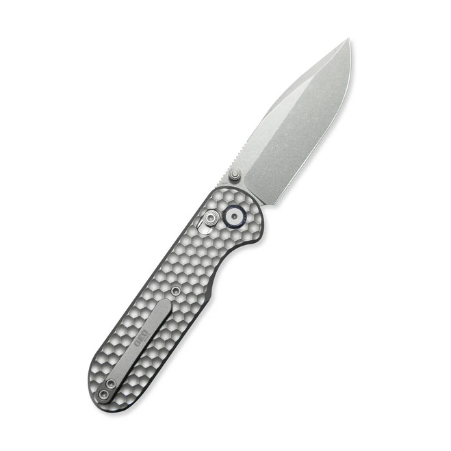 その② Geo Ethereal Cutter Folding Knife Gray Titanium Handle M390 Drop