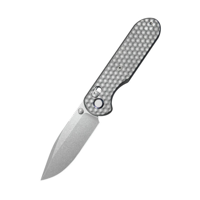 Geo Ethereal Cutter Folding Knife Gray Titanium Handle M390 Drop