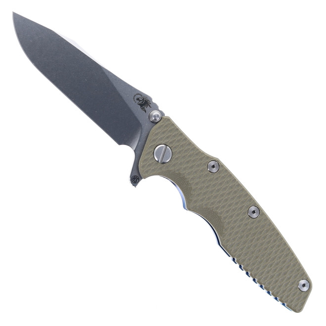 Hinderer Eklipse Skinny Slicer 3.5" Folding Knife Stonewashed Magnacut Blade OD Green G10 Handle Blue Stonewashed Titanium