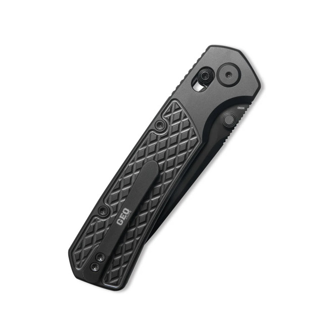 Geo Frost Folding Knife Black DLC Titanium Handle M390 Drop Point