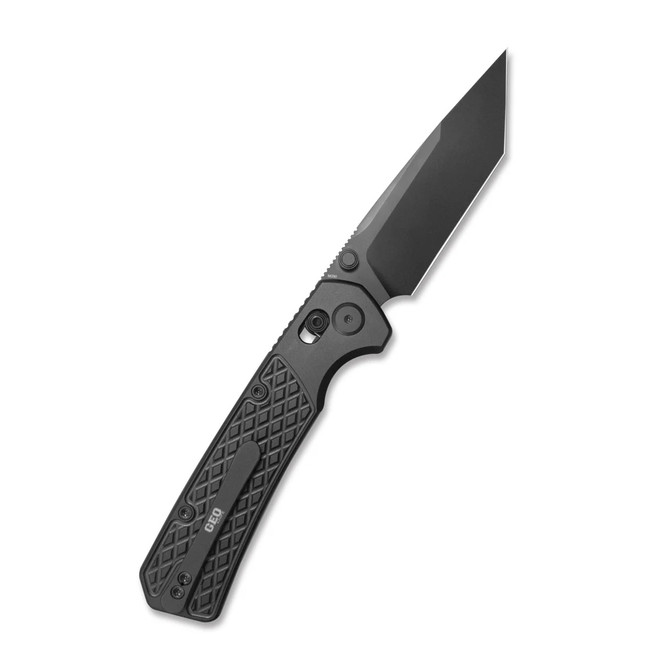 Geo Blaze Folding Knife Black DLC Titanium Handle M390 Tanto Point