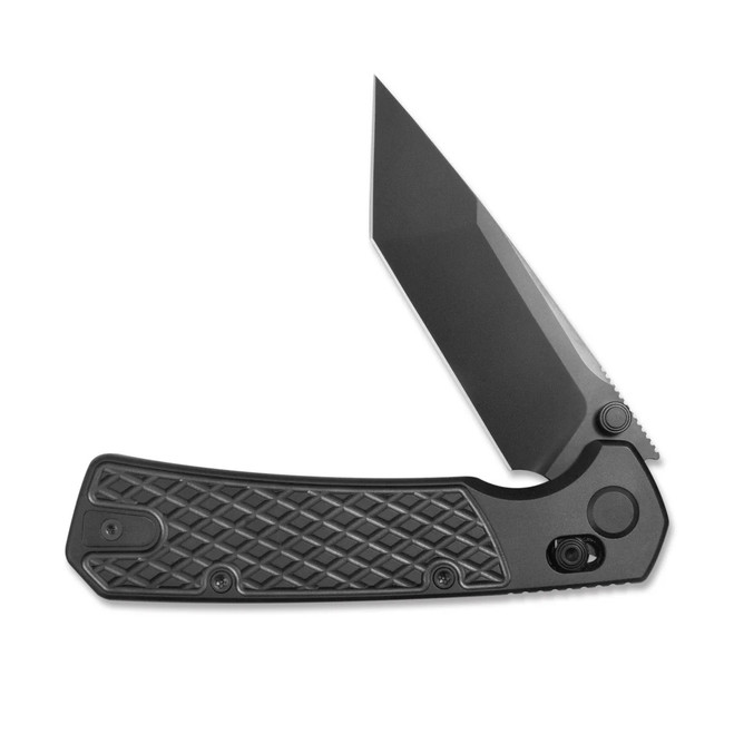 は Geo Blaze Folding Knife Black DLC Titanium Handle M390 Tanto Point