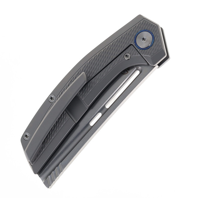 Vanguard Nakiri Folding Knife Gray Titanium & Tiamascus Handle