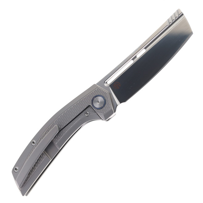 Vanguard Nakiri Folding Knife Titanium & Tiamascus Handle Semi