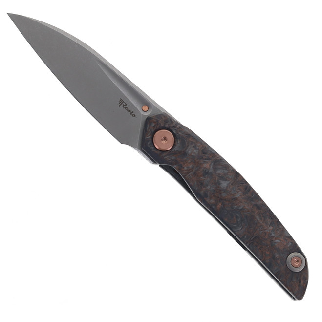 Reate Knives VK-Anub Folding Knife Fat Carbon Dark Matter & Titanium Handle Darkwash Elmax Blade