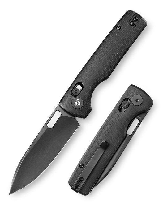 Trivisa Crossbar Lock Folding Knife Black Micarta Handle 14C28N Drop Point Plain Edge Black Stonewash Finish Sabretooth-BM