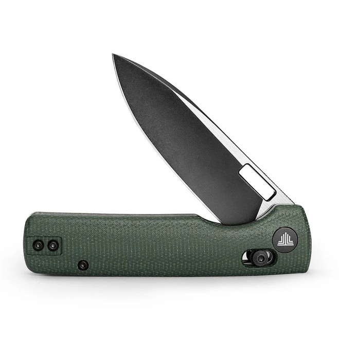 Trivisa Crossbar Lock Folding Knife Green Micarta Handle 14C28N