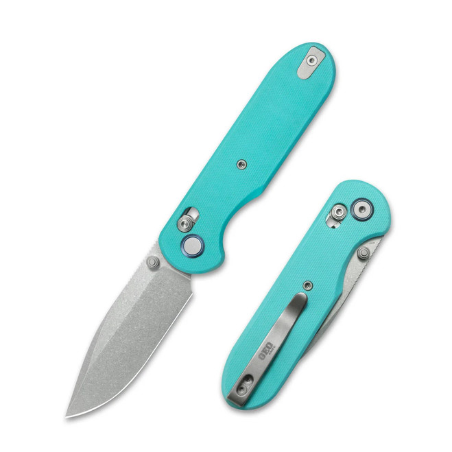 Geo Ethereal Cutter Folding Knife Blue G10 Handle M390 Drop Point Plain Edge Stonewash Finish GEO2402G