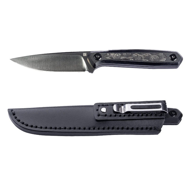Real Steel Dex Fixed Blade Knife Black G10/Carbon Fiber Handle M390 Plain Edge 3501FD