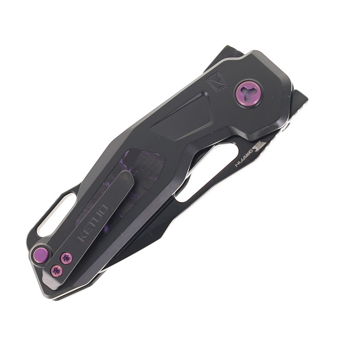 Ketuo Mini Griffin Folding Knife DLC Titanium Purple Haze Carbon