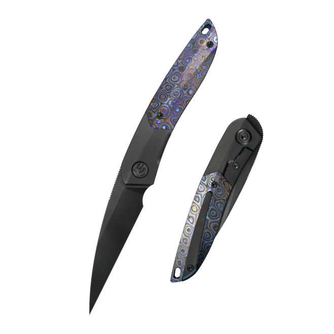 KB Knives Spike Folding Knife Regular DLC Titanium with Zircuti Inlay DLC M390 Blade KB406C