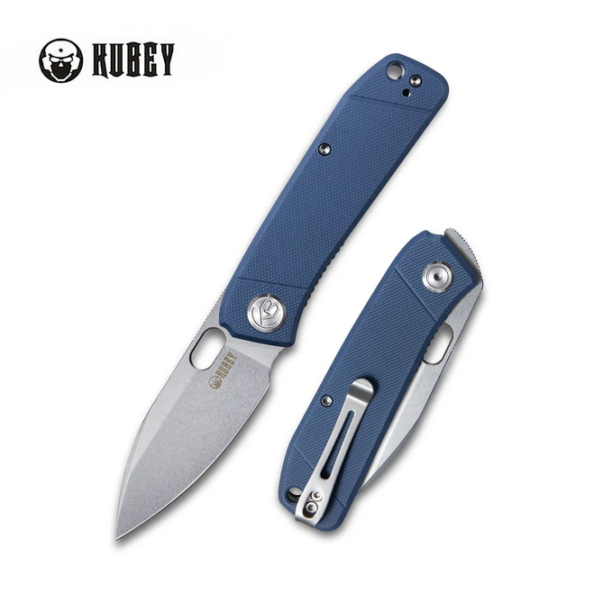 Kubey Hyde Folding Knife Denim Blue G10 Handle 14C28N Drop Point