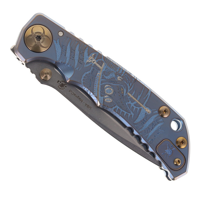 はと Spartan Blades Custom Harsey SF5 Blue Plague Doctor Folding Knife