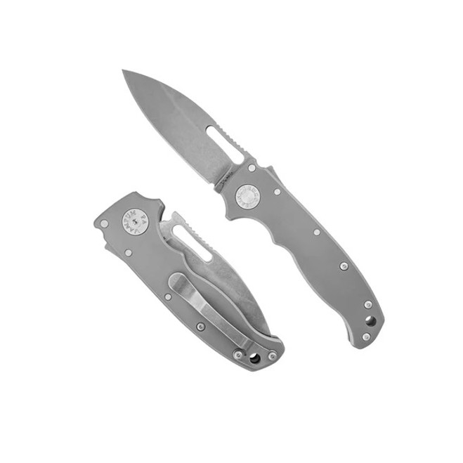 Demko AD20.5 Folding Knife Smooth Titanium Handle 3V Slicer Plain Edge
