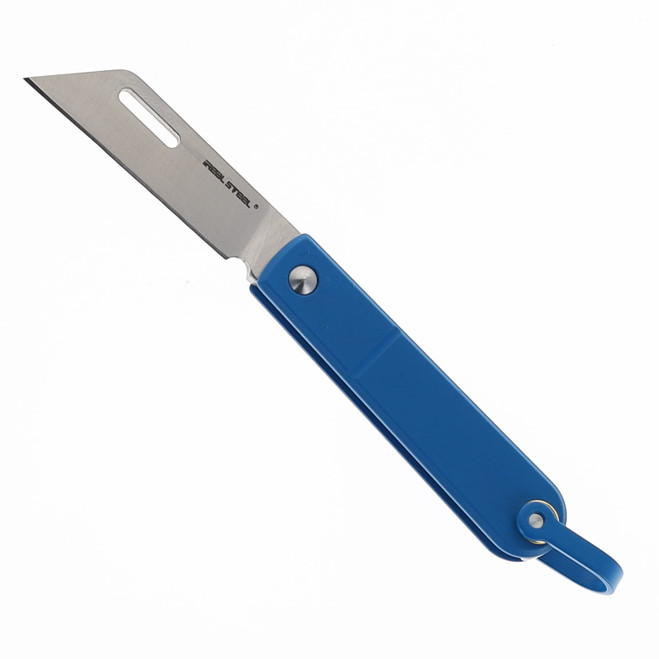 Real Steel Baby Barlow Folding Knife Blue Stainless Steel Handle 12C27 Plain Edge 8031D