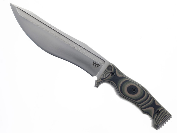Work Tuff Gear Lil Evil-L Fixed Blade Knife Jungle Camo G10 Handle Bohler K329 Plain Edge Satin Finish