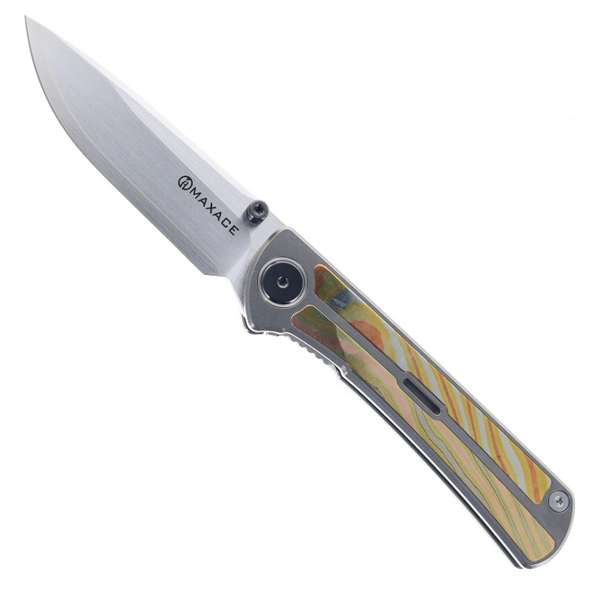 Maxace Knives Peregrine III Folding Knife Titanium & Mokume Handle ZDP-189 Blade MM45-1-B