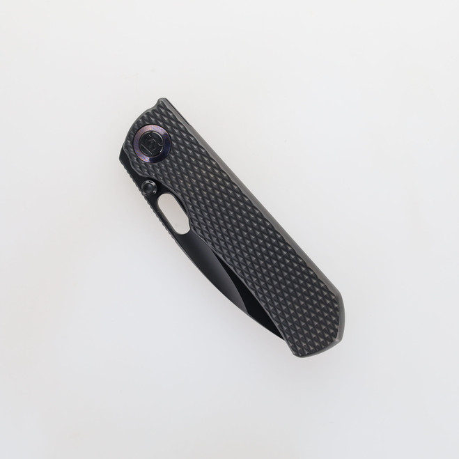 Kunwu Excalibur Folding Knife Full DLC Textured Titanium Handle