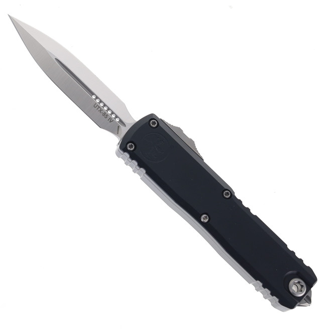 Microtech UTX-85 Gen IV Automatic Knife Dagger Edge Satin M390MK Blade Black Aluminum Handle 12324-4