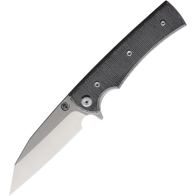 Chaves Blue Label Sangre Street Folding Knife Black Micarta Handle Wharncliffe Plain Edge Stonewash Finish