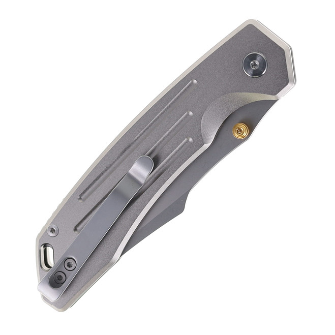 SixLeaf SL-82 Folding Knife Gray Aluminum Handle 14C28N Harpoon