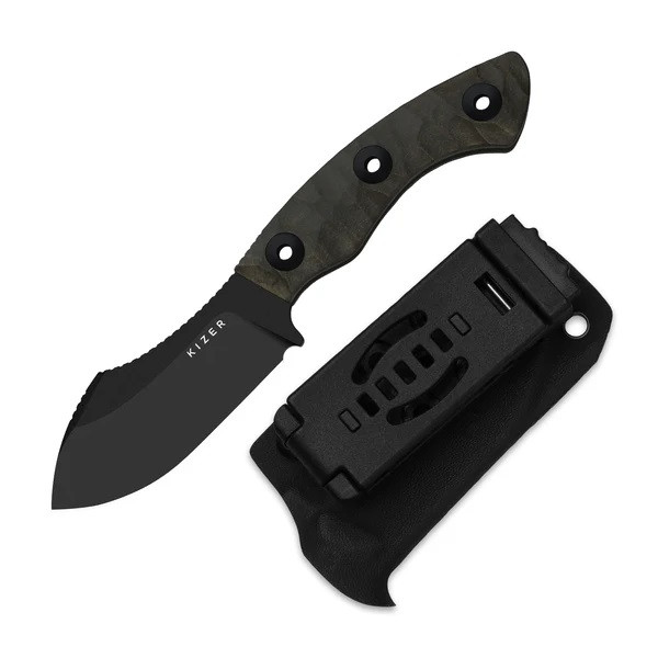 Kizer Rook Fixed Blade Knife Gray Richlite Handle 10V Nessmuk