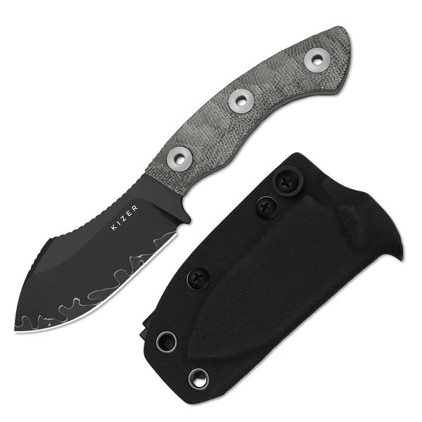 Kizer Rook Fixed Blade Knife Gray Norplex UltreX Micarta Handle 3