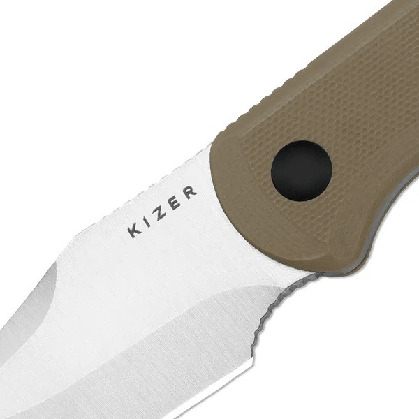 yuu  Kizer Drop Bear Fixed Blade Knife Tan G10 Handle AEB-L Clip Point