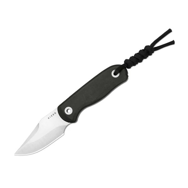 Kizer Drop Bear Fixed Blade Knife Black Richlite Handle S45VN Clip Point Plain Edge Satin Finish 1092A3