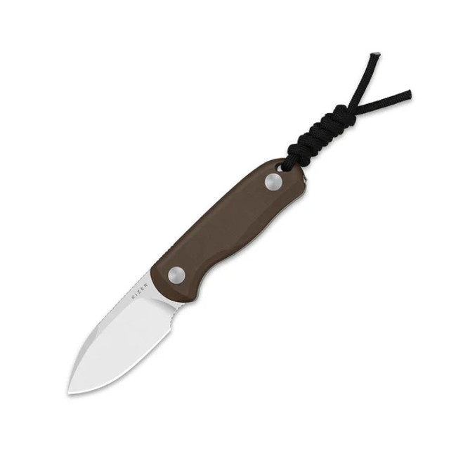 Kizer Drop Bear Fixed Blade Knife Brown Norplex UltreX Micarta Handle 14C28N Drop Point Plain Edge Satin Finish 1094A2
