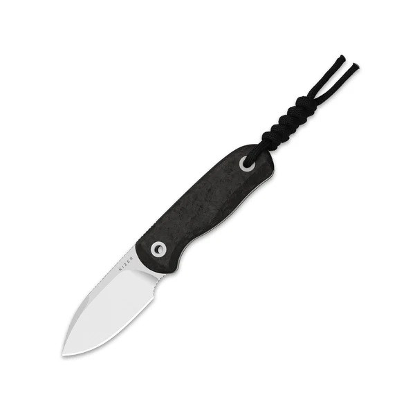 Kizer Drop Bear Fixed Blade Knife Black Carbon Fiber Handle M390