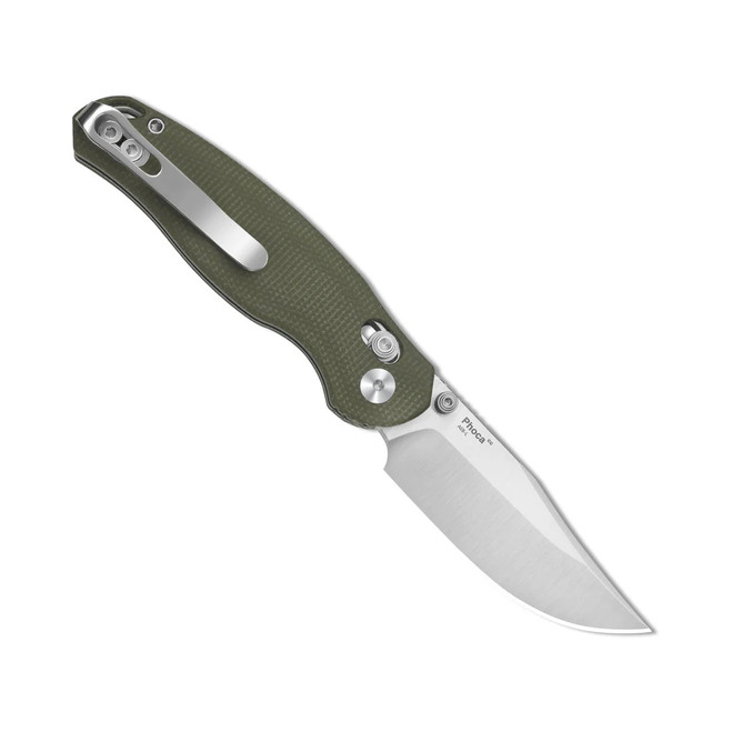 Kizer Phoca CC Folding Knife Green Micarta Handle AEB-L Clip Point