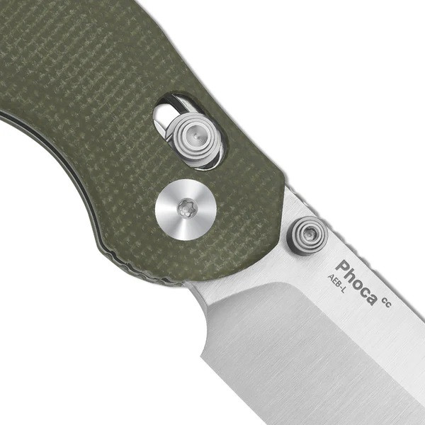 Kizer Phoca CC Folding Knife Green Micarta Handle AEB-L Clip Point
