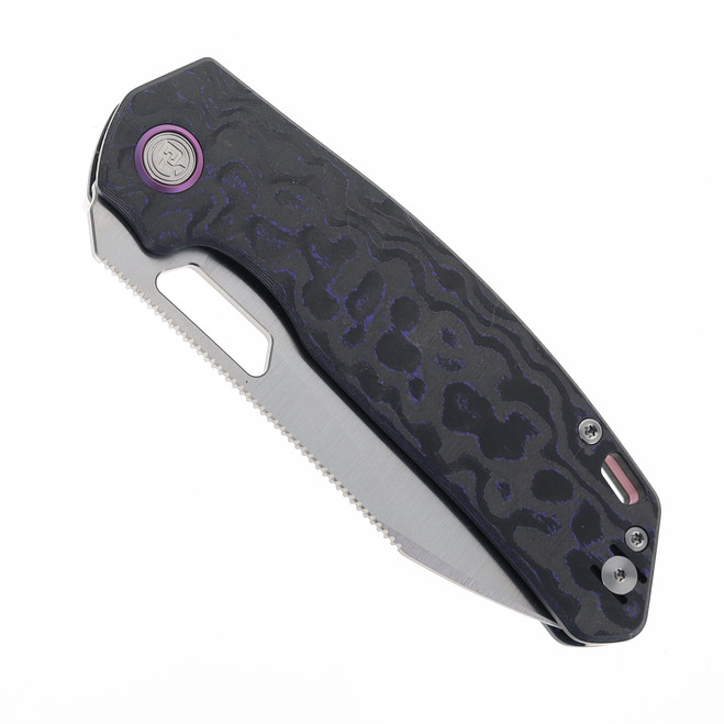 Divo Knives Growler XL Folding Knife Purple Flow Camo Carbon
