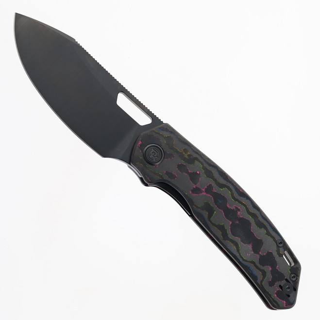 Divo Knives Growler XL Folding Knife 80's Camo Carbon Handle DLC 154CM Blade