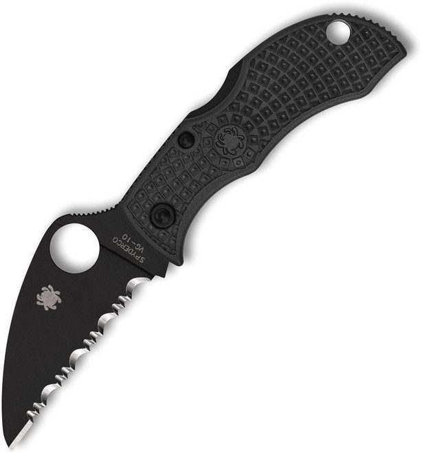 Spyderco Manbug Folding Knife Black FRN Handle VG-10 Black Serrated Blade MBKWSBK