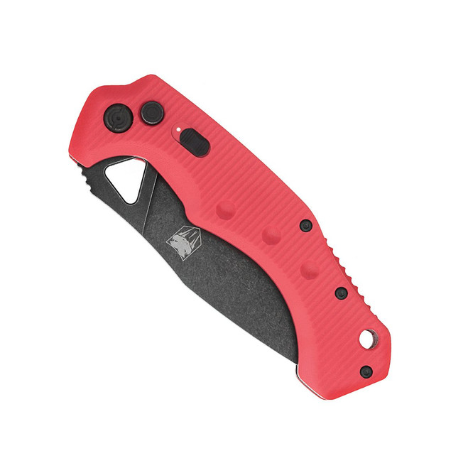 CobraTec Ryker Side Opening Button Lock Automatic Knife Red G10