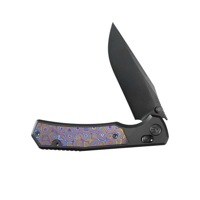 KB Knives Folding Knife DLC Titanium with Zircuti Inlay Handle