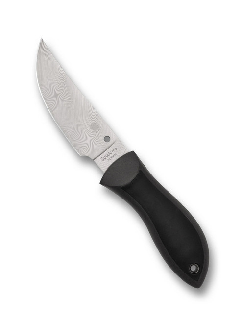 Spyderco Moran Fixed Blade Knife Black FRN/Kraton Handle Damasteel