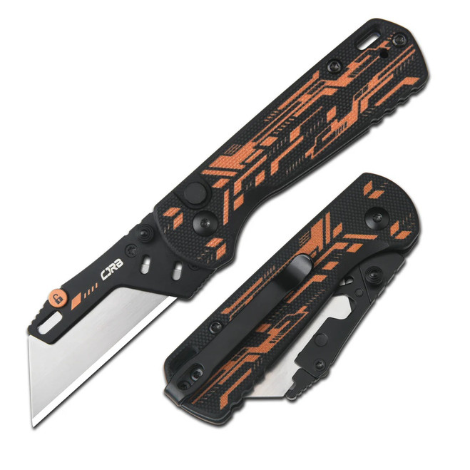 CJRB Boxer Folding Knife Yellow Black Mechanical G10 Handle 2cr Plain Black PVD Finish J1967-BBK