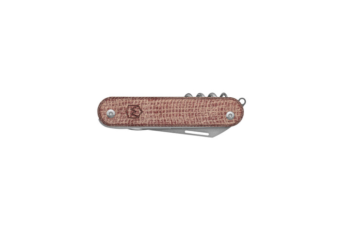 Mercury Knives Duca 5 Multi Tool Red Burlap Micarta A420 Stonewash