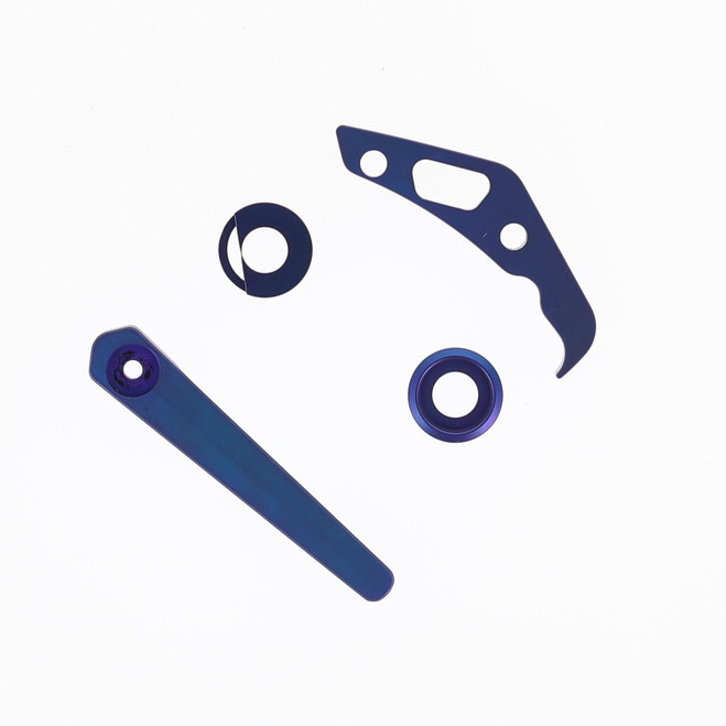 Divo Growler XL Blue/Purple Titanium Hardware Kit (Clip, Back Spacer, Pivot Collar)