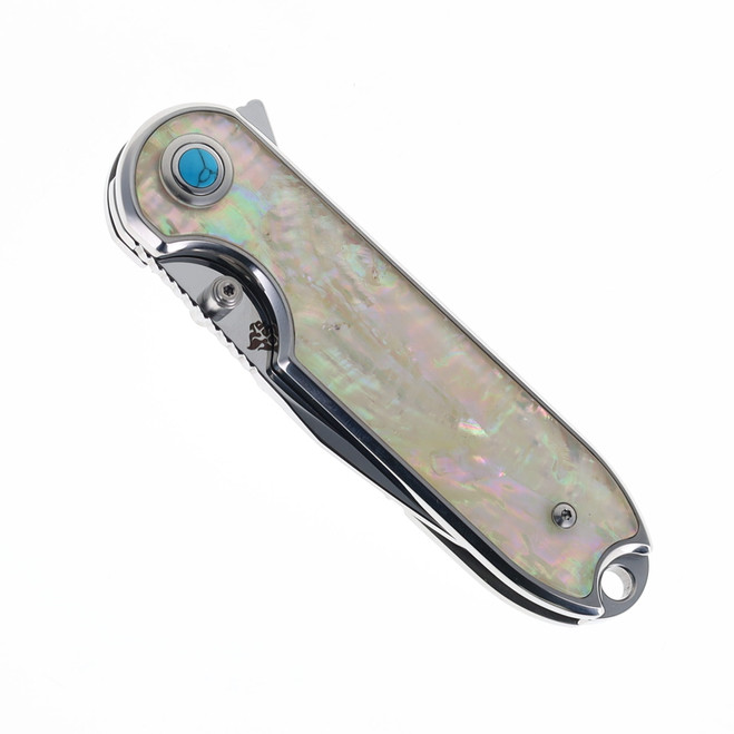 QSP Nebula Folding Knife Mother of Pearl Handle 14C28N Clip Point