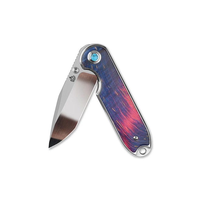 QSP Nebula Folding Knife Stabalized Wood Handle 14C28N Clip Point